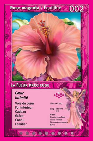 Carte tarot 002 La Fleur Précieuse couleur rose magenta
