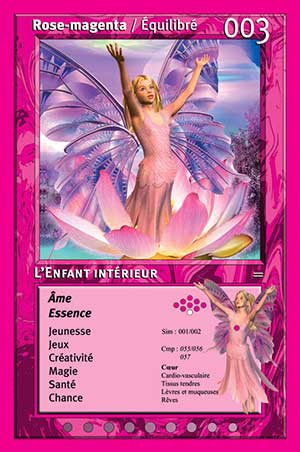Carte tarot 003 L'Enfant Intérieur oracle couleurs arc-en-ciel rose magenta
