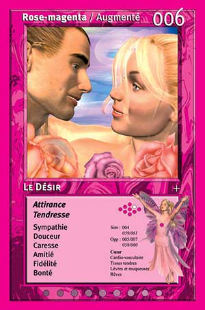Carte tarot 006 Le Désir oracle couleurs arc-en-ciel rose magenta
