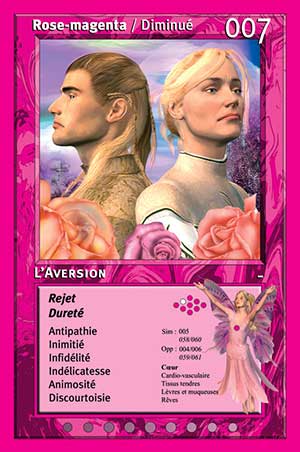 Carte tarot 007 L'Aversion oracle couleurs arc-en-ciel rose magenta