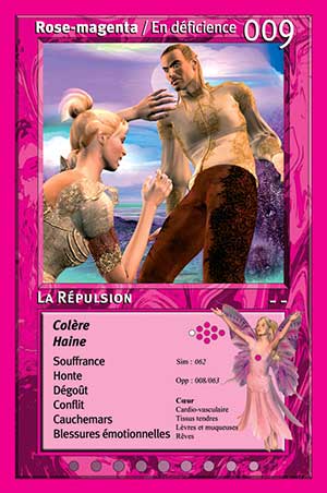 Carte tarot 009 La Répulsion oracle couleurs arc-en-ciel rose magenta