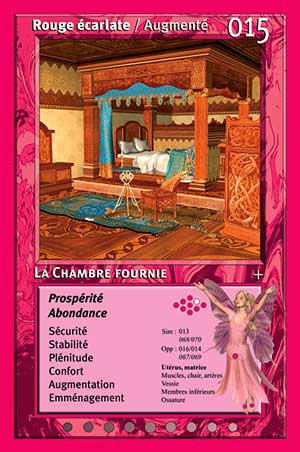 Carte tarot 015 La Chambre Fournie oracle couleurs arc-en-ciel Rouge écarlate