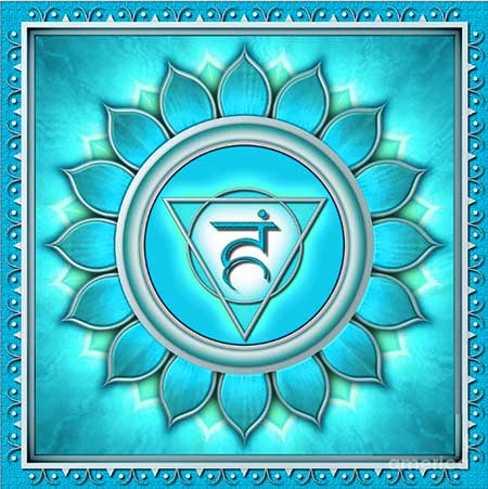 Cyan cinquième chakra gorge vishudda symbolique couleur therapie