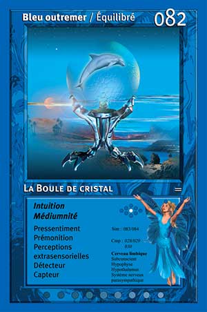 Carte tarot 082 La Boule de Cristal oracle couleurs arc-en-ciel indigo outremer