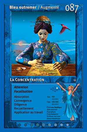 Carte tarot 087 La Concentration oracle couleurs arc-en-ciel indigo outremer