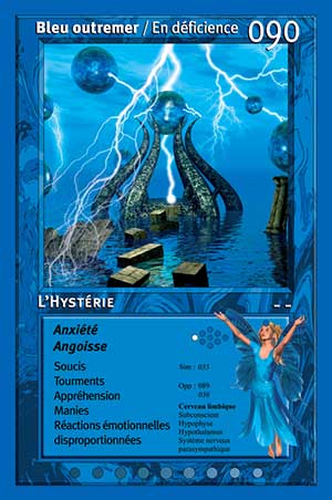 Carte tarot 090 L'Hystérie oracle couleurs arc-en-ciel indigo outremer