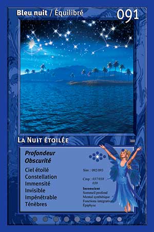 Carte tarot 091 La Nuit étoilée oracle couleurs arc-en-ciel bleu nuit