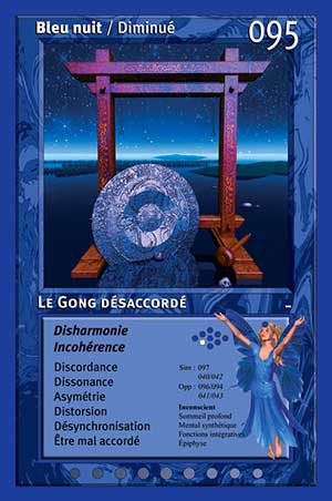 Carte tarot 095 Le Gong Désaccordé oracle couleurs arc-en-ciel bleu nuit