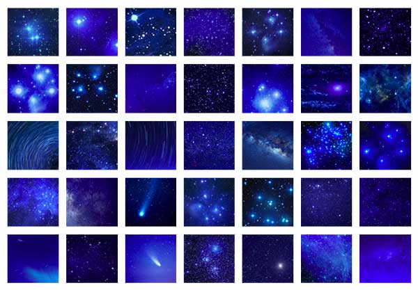 Galerie bleu nuit images étoiles constellation voute céleste symbolique couleurs