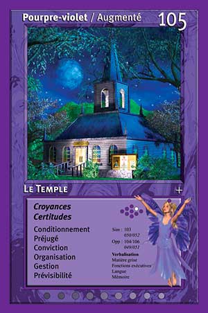 Carte tarot 105 Le Temple oracle couleurs arc-en-ciel pourpre violet