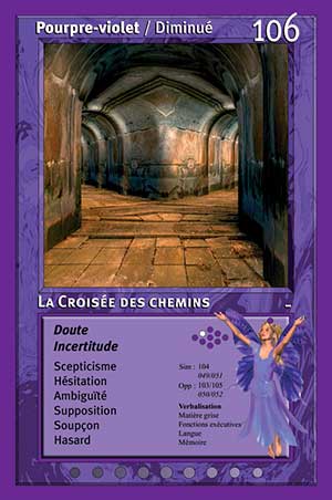 Carte tarot 106 Croisée des Chemins oracle couleurs arc-en-ciel pourpre violet