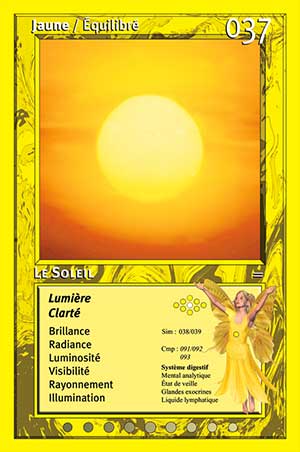 Carte tarot 037 Le Soleil oracle couleurs arc-en-ciel Jaune