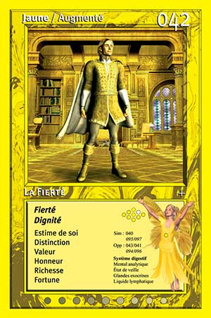 Carte tarot 042 La Fierté oracle couleurs arc-en-ciel jaune