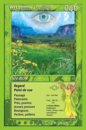 Carte tarot 046 La Vision oracle des couleurs arc-en-ciel Vert Pomme