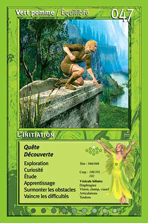 Carte tarot 047 L'Initiation oracle des couleurs arc-en-ciel Vert Pomme