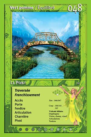 Carte tarot 048 Le Pont oracle des couleurs arc-en-ciel Vert Pomme