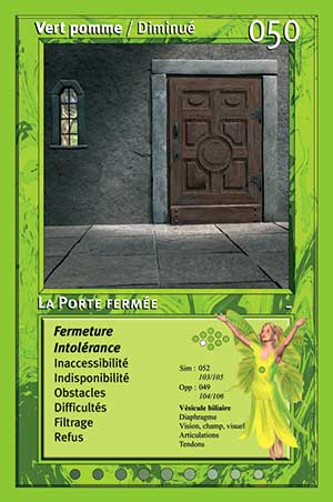 Carte tarot 050 oracle La Porte Fermée Oracle des couleurs arc-en-ciel Vert Pomme
