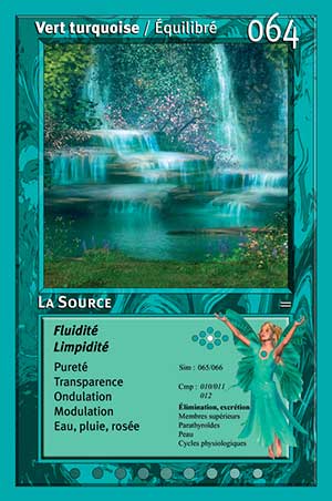 Carte tarot 064 la source oracle des couleurs arc-en-ciel turquoise