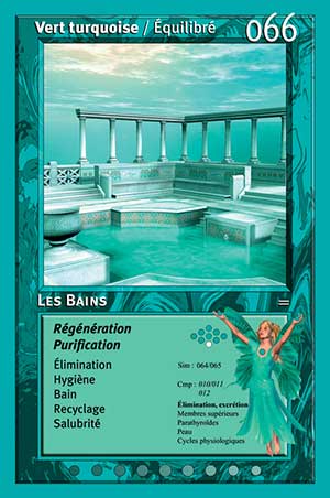 Carte tarot 066 les bains oracle des couleurs arc-en-ciel turquoise