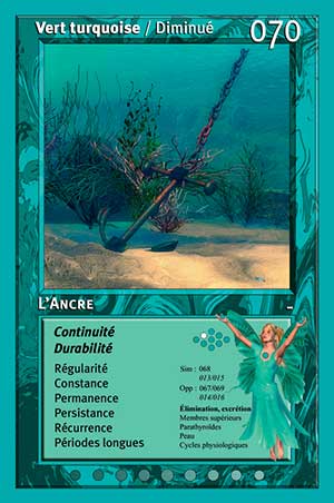 Carte tarot 070 l'ancre oracle des couleurs arc-en-ciel turquoise