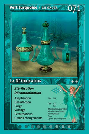 Carte tarot 071 la détoxication oracle des couleurs arc-en-ciel turquoise