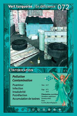 Carte tarot 072 l'intoxication oracle des couleurs arc-en-ciel turquoise